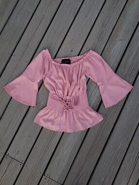 Wishful Pink Off-Shoulder Blouse - Size Small